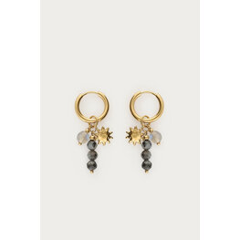 My Jewellery Earring hoops grey beads sun