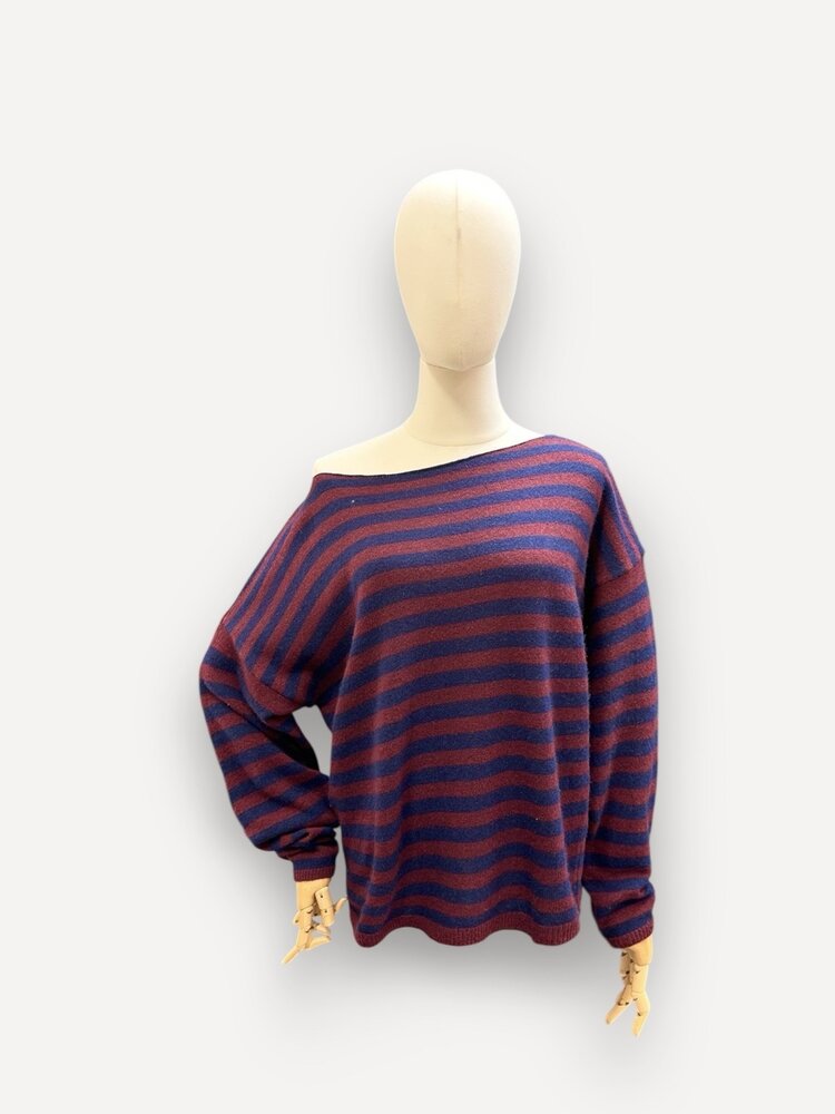 Striped cashmere bordeaux