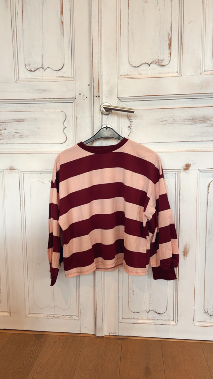 Sweater striped bordeaux rose