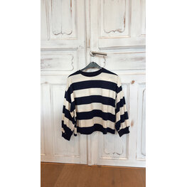 Sweater striped marine ecru