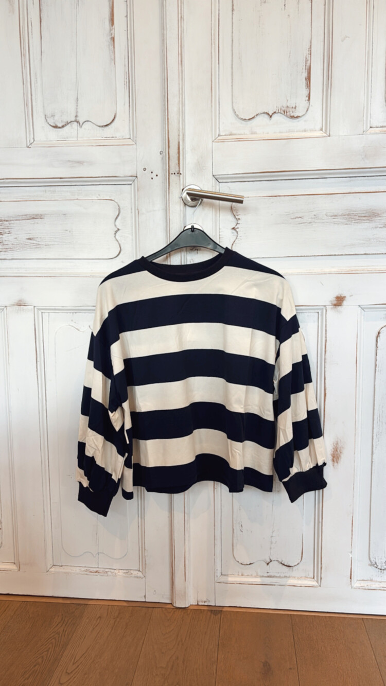 Sweater striped marine ecru
