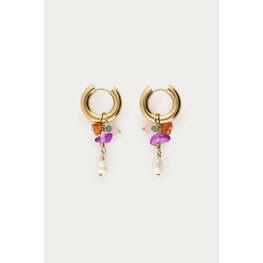 My Jewellery Earring hoop orange purple pearl