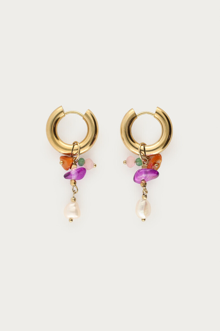 My Jewellery Earring hoop orange purple pearl