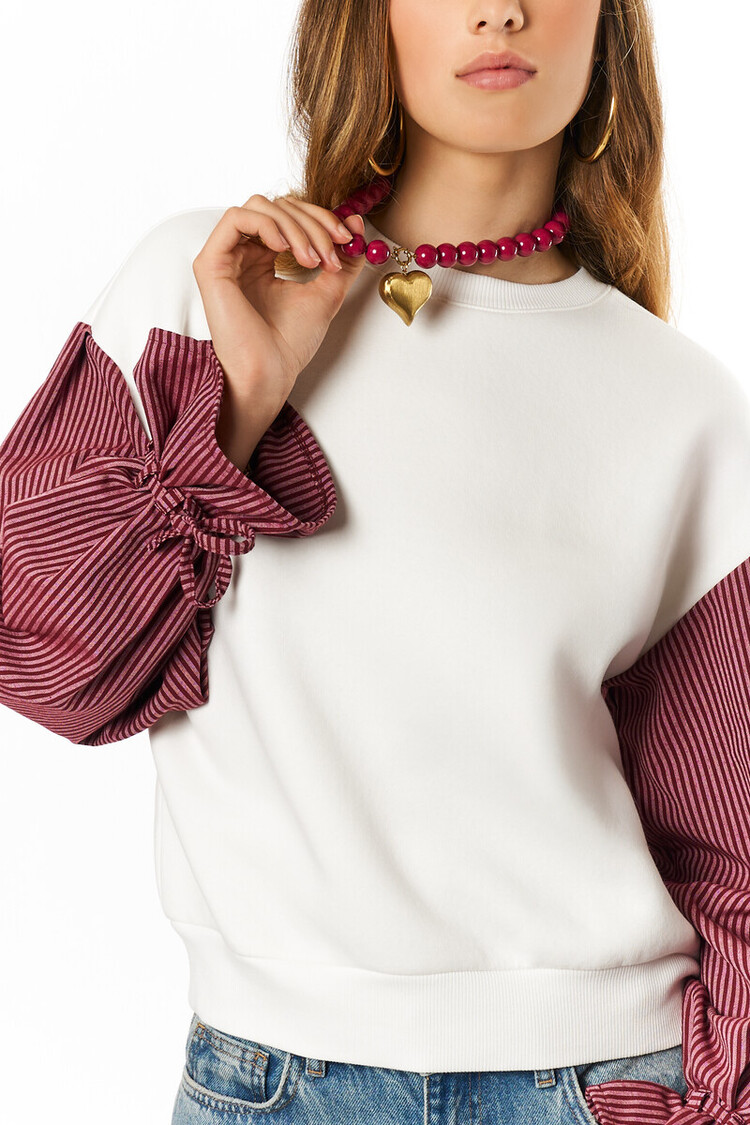 My Jewellery Sweater with striped sleeves