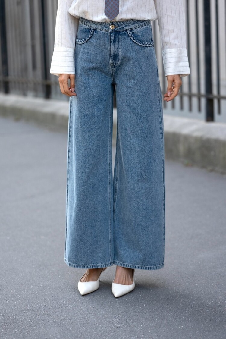 Oraije Jeans blue tresse denim Palazzo
