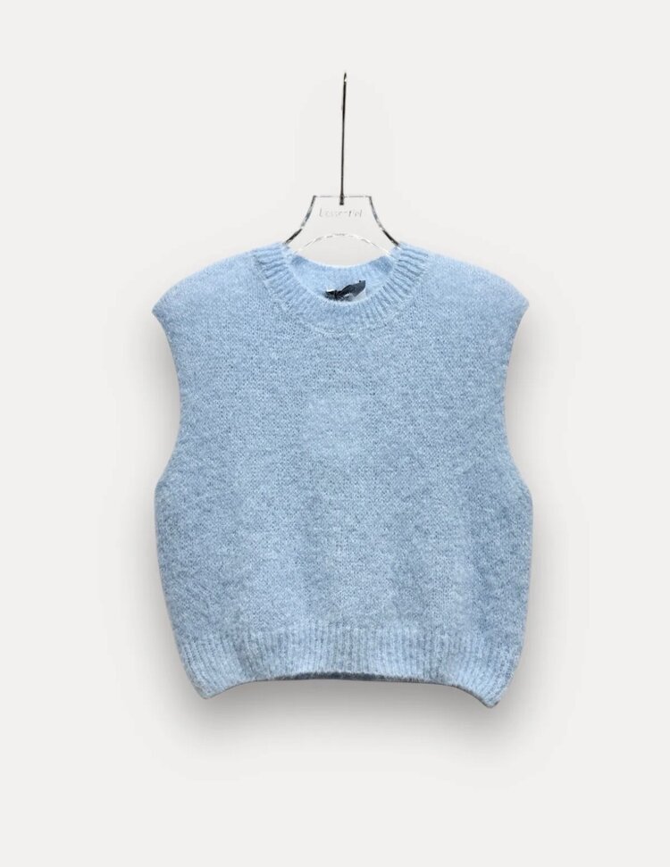 Sleeveless mohair body baby blue one size