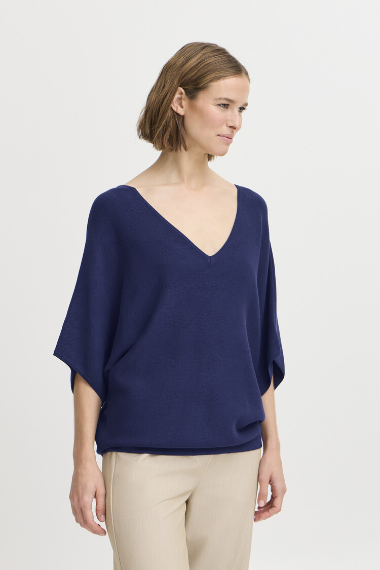 b.young BYMMORLA VNECK SHORT SLEEVE medieval blue