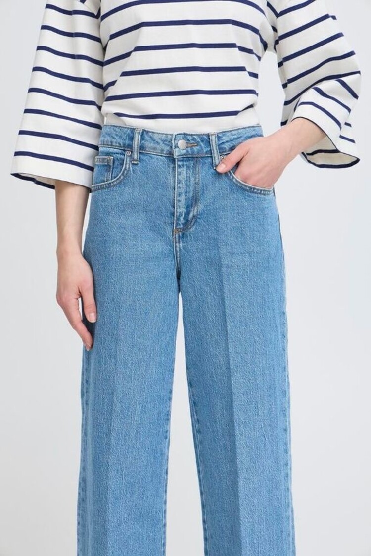 b.young BYKIBINE WIDE JEANS mid blue denim