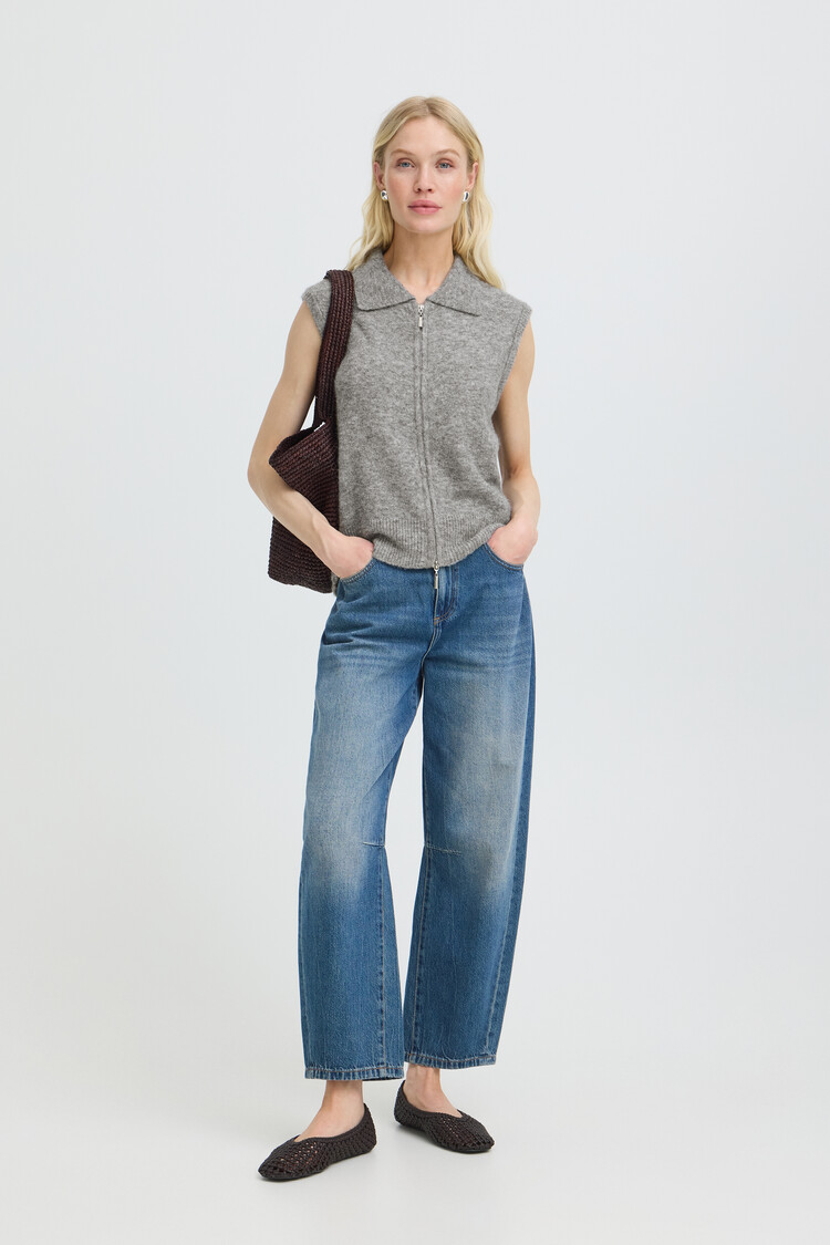 b.young BYOMEA ZIPPER SLIPOVER grey