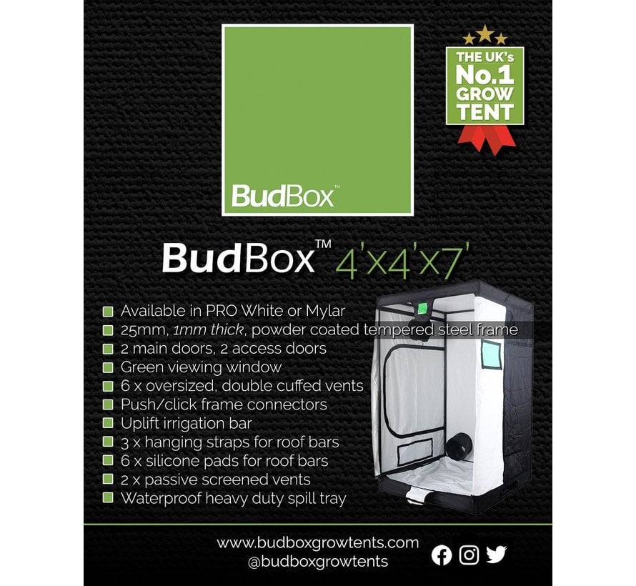 BudBox Pro XL Kweektent Zilver 120x120x200  cm