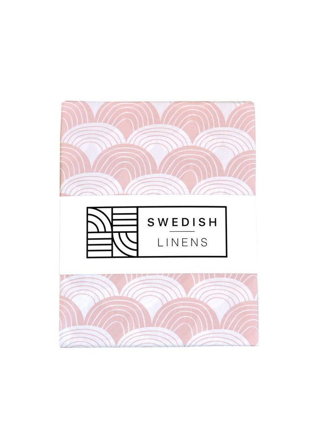 Swedish Linens RAINBOWS Nudy Pink Flat baby Sheet 70x100cm