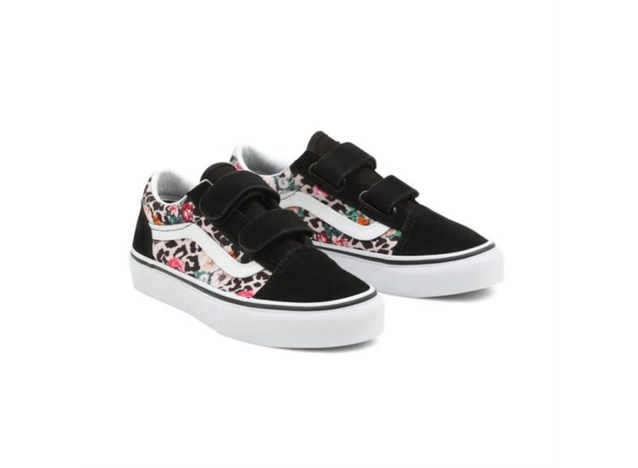 vans black and white floral