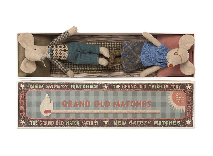 Maileg Mice Grandpa & Grandma in Matchbox