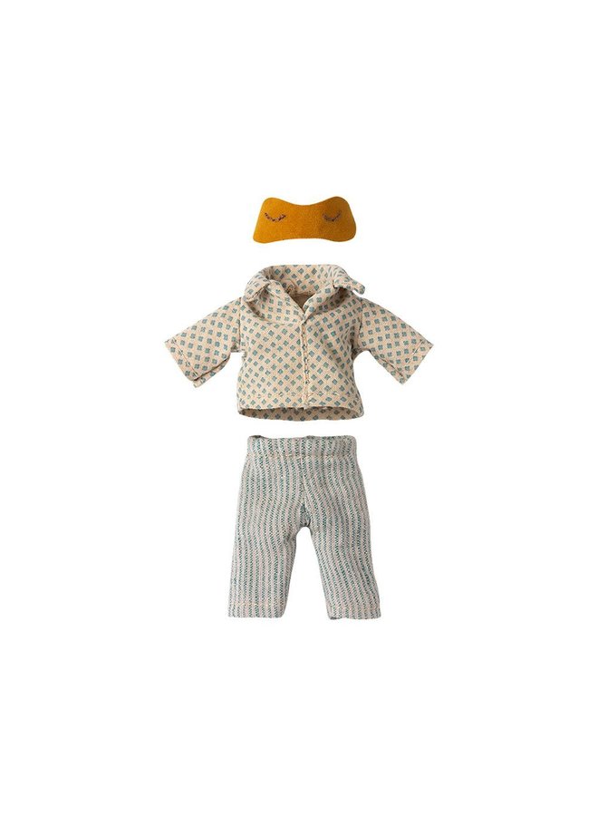 Maileg Pyjama's for Dad Mouse Blue Clothes Yellow Eyemask