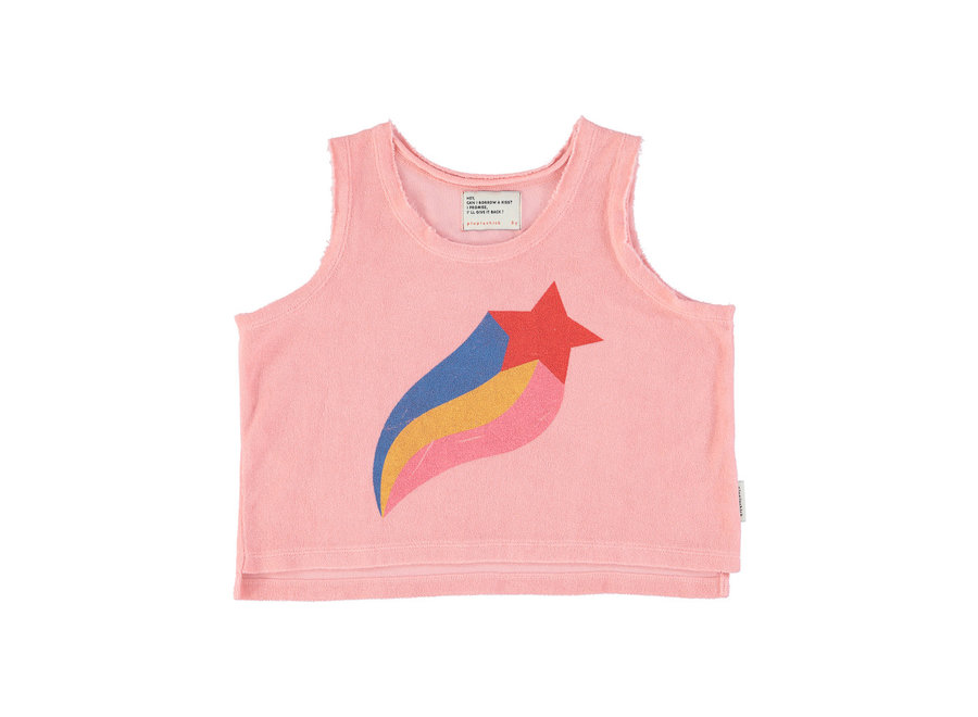 PiuPiuChick Sleeveless T-shirt Pink with Star Print