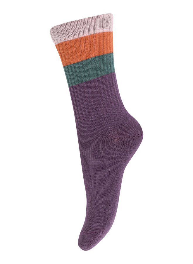 Melton Kids Wide Stripes Socks Hortensia 749