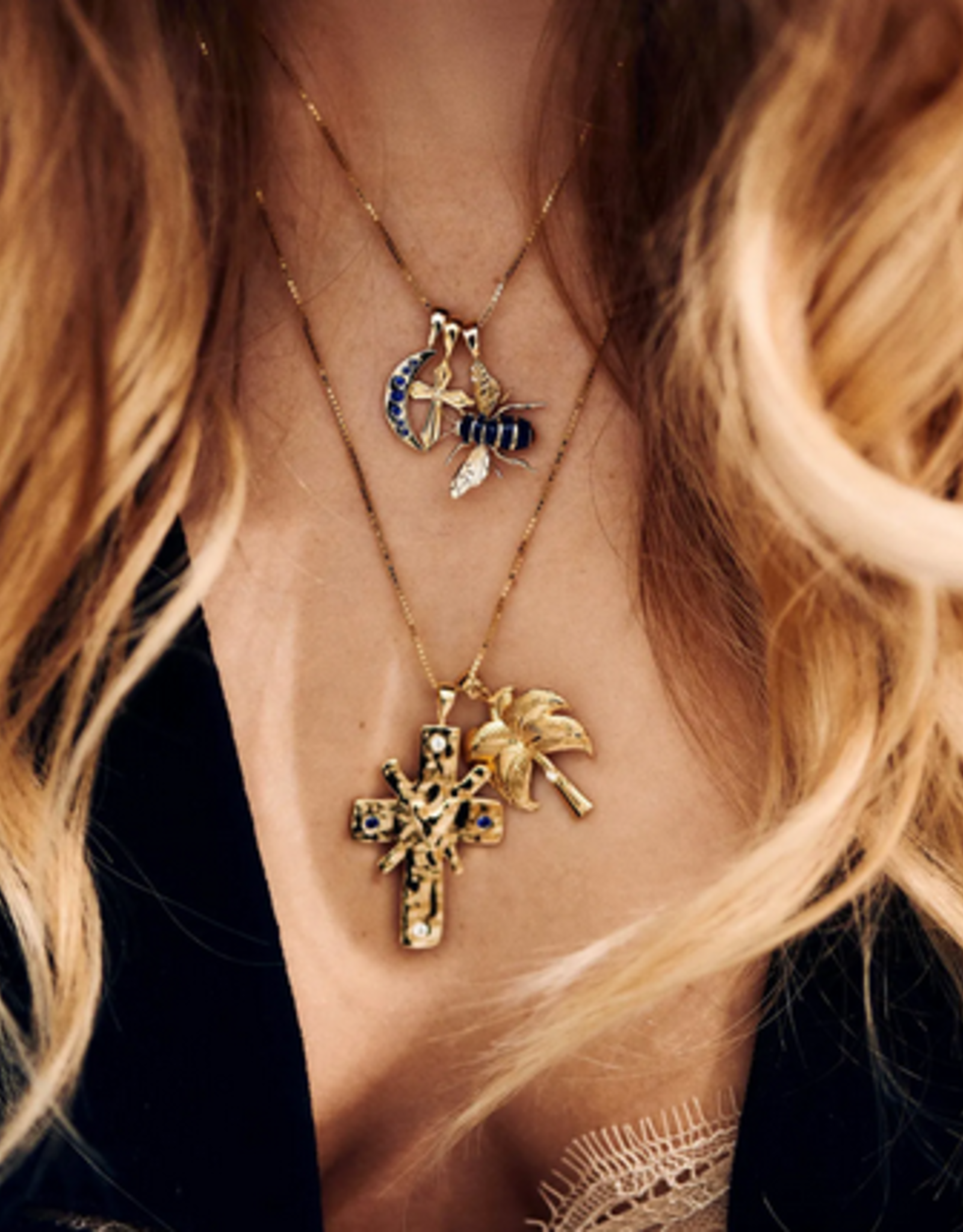 Anna + Nina Anna+Nina square plain necklace short gold