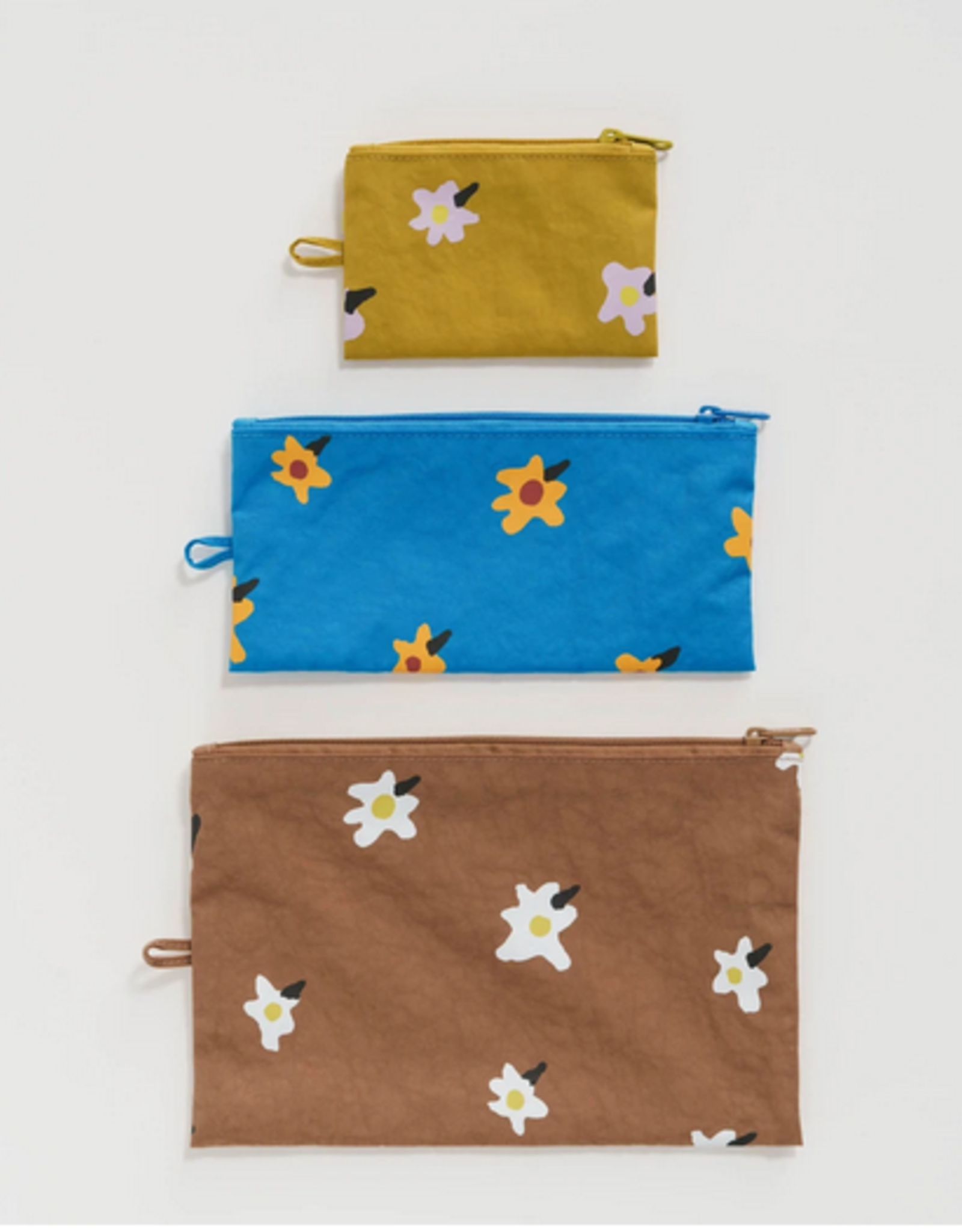 Baggu Flat pouch set painted daisies