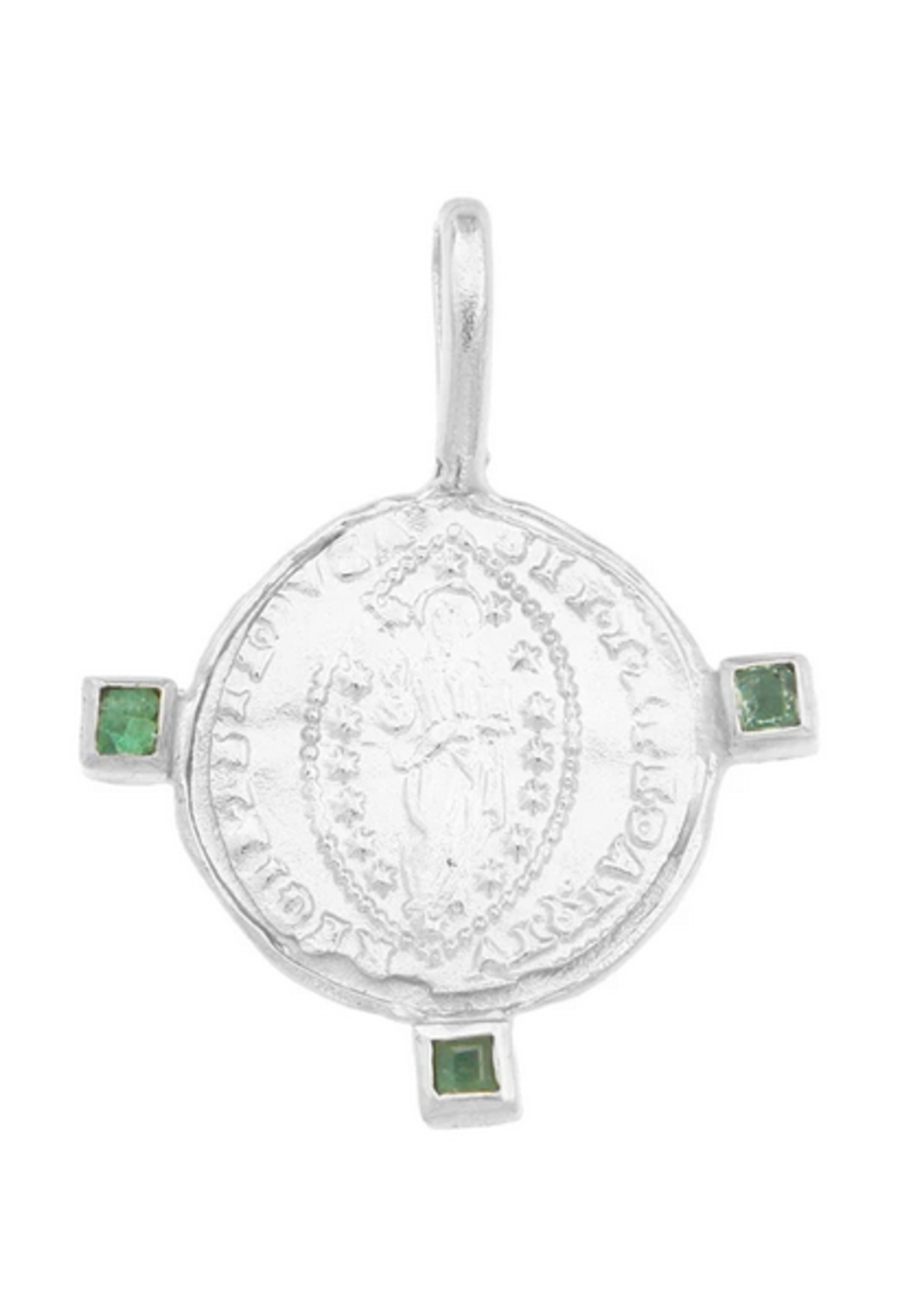 Cleopatra's Bling Medallion Silver Necklace