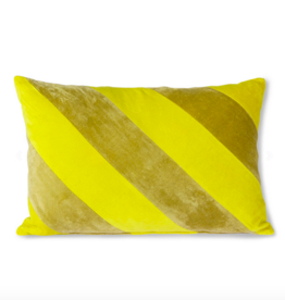 HK Living Striped velvet cushion yellow/green (40x60)