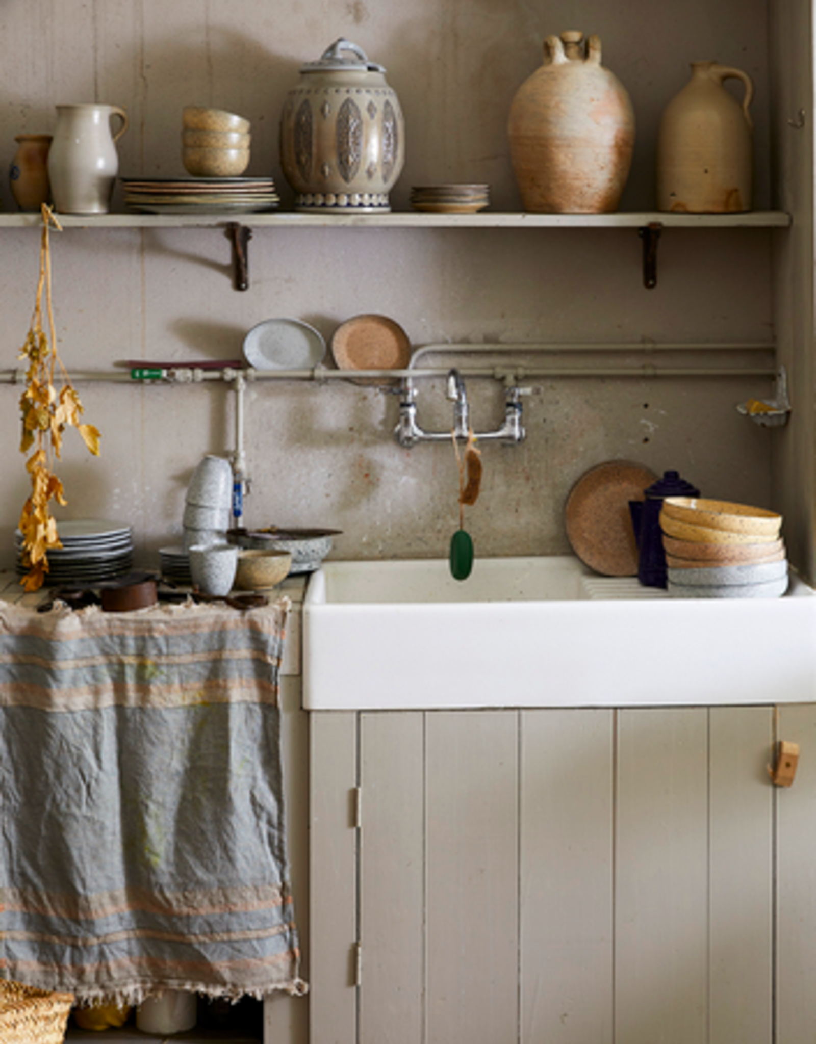 HK Living Gradient ceramics deep plates cream (set of 2)