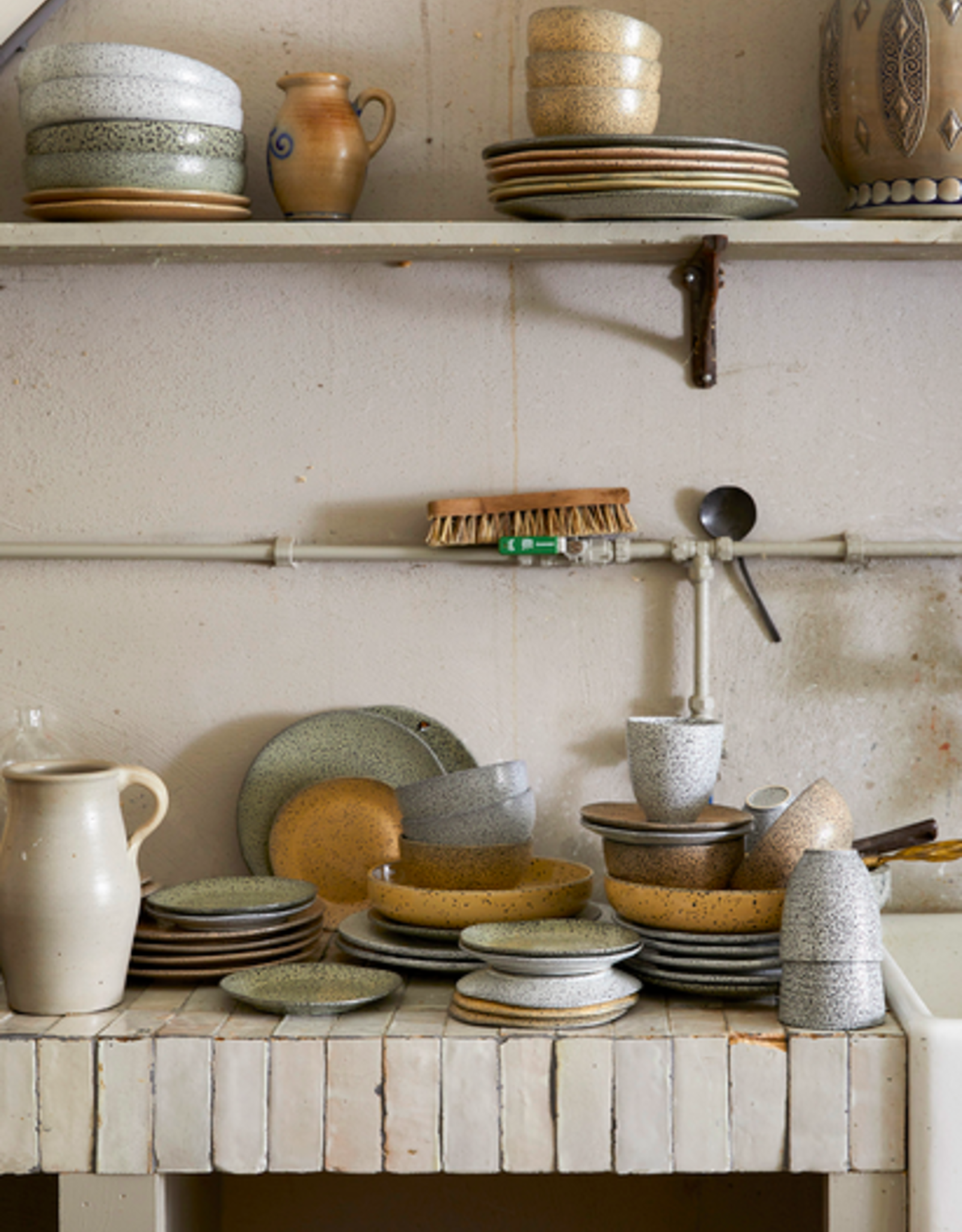 HK Living Gradient ceramics deep plates cream (set of 2)