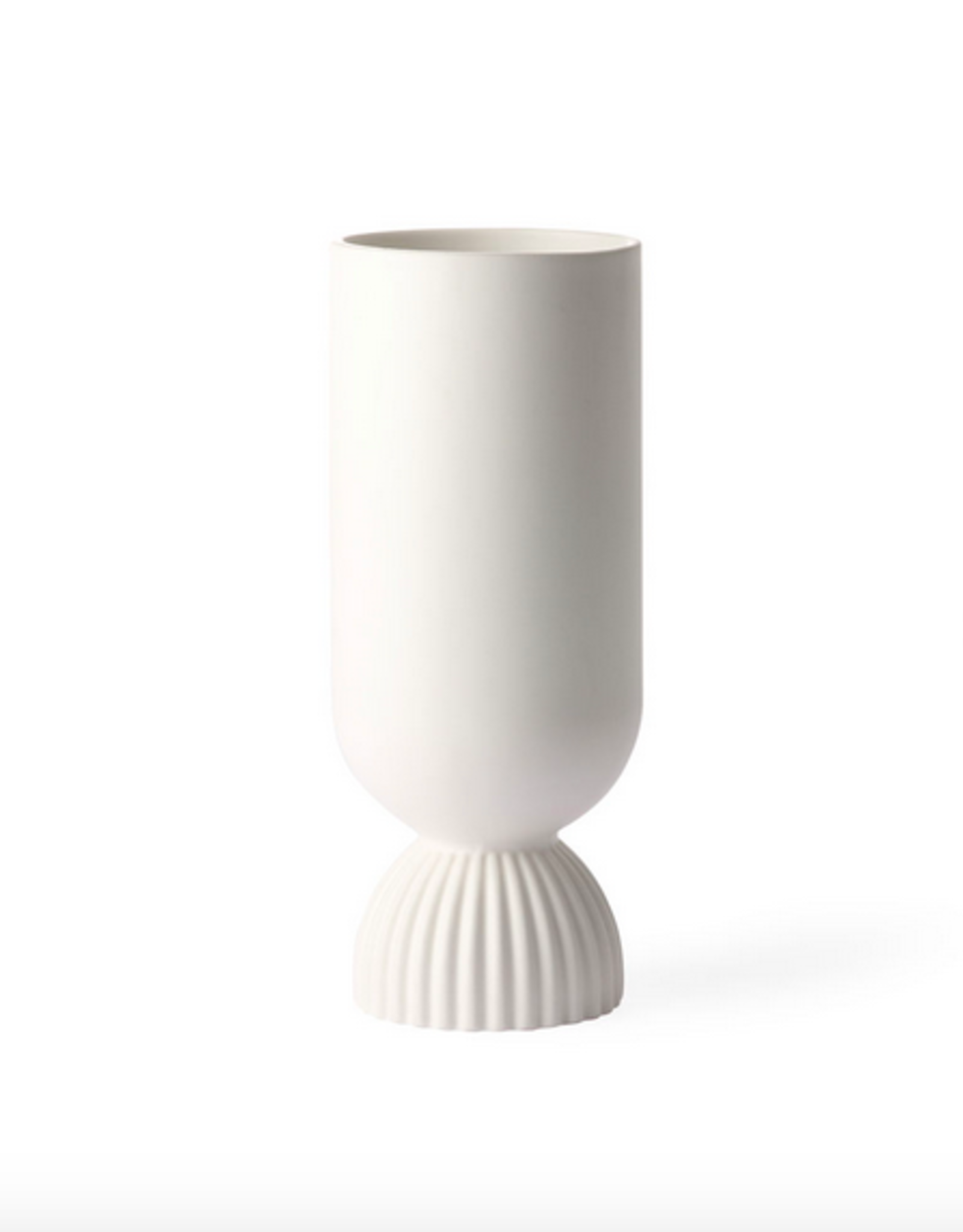 HK Living Ceramic flower vase ribbed base white