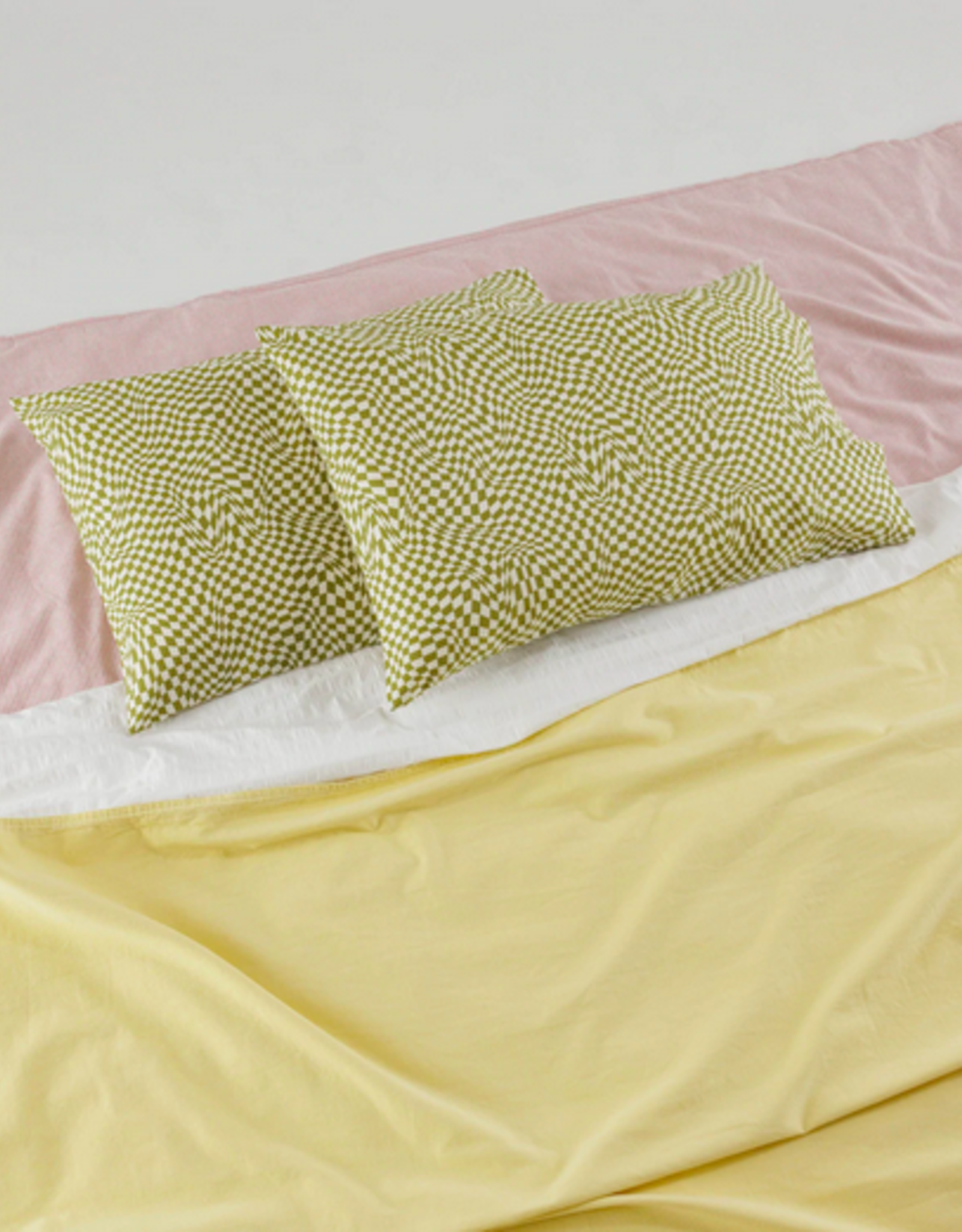 Baggu Pillow case set of 2 moss trippy checker