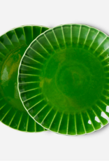HK Living The emeralds: ceramic dinner plate ribbed, green (set of 2)