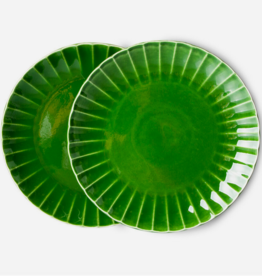 HK Living The emeralds: ceramic dinner plate ribbed, green (set of 2) HK Living The emeralds: ceramic dinner plate ribbed, green (set of 2)