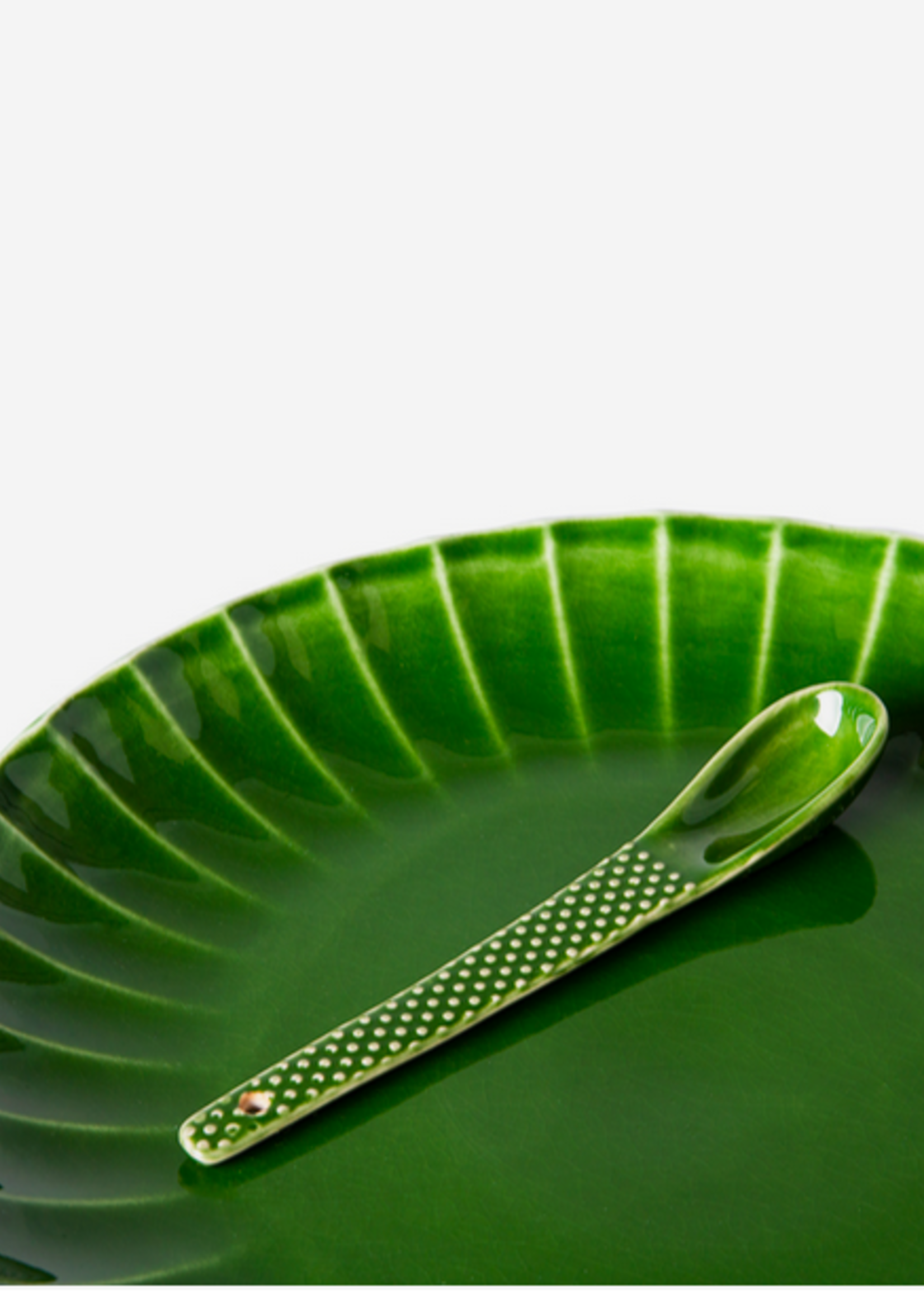 HK Living The emeralds: ceramic spoon textured, green (set of 4)