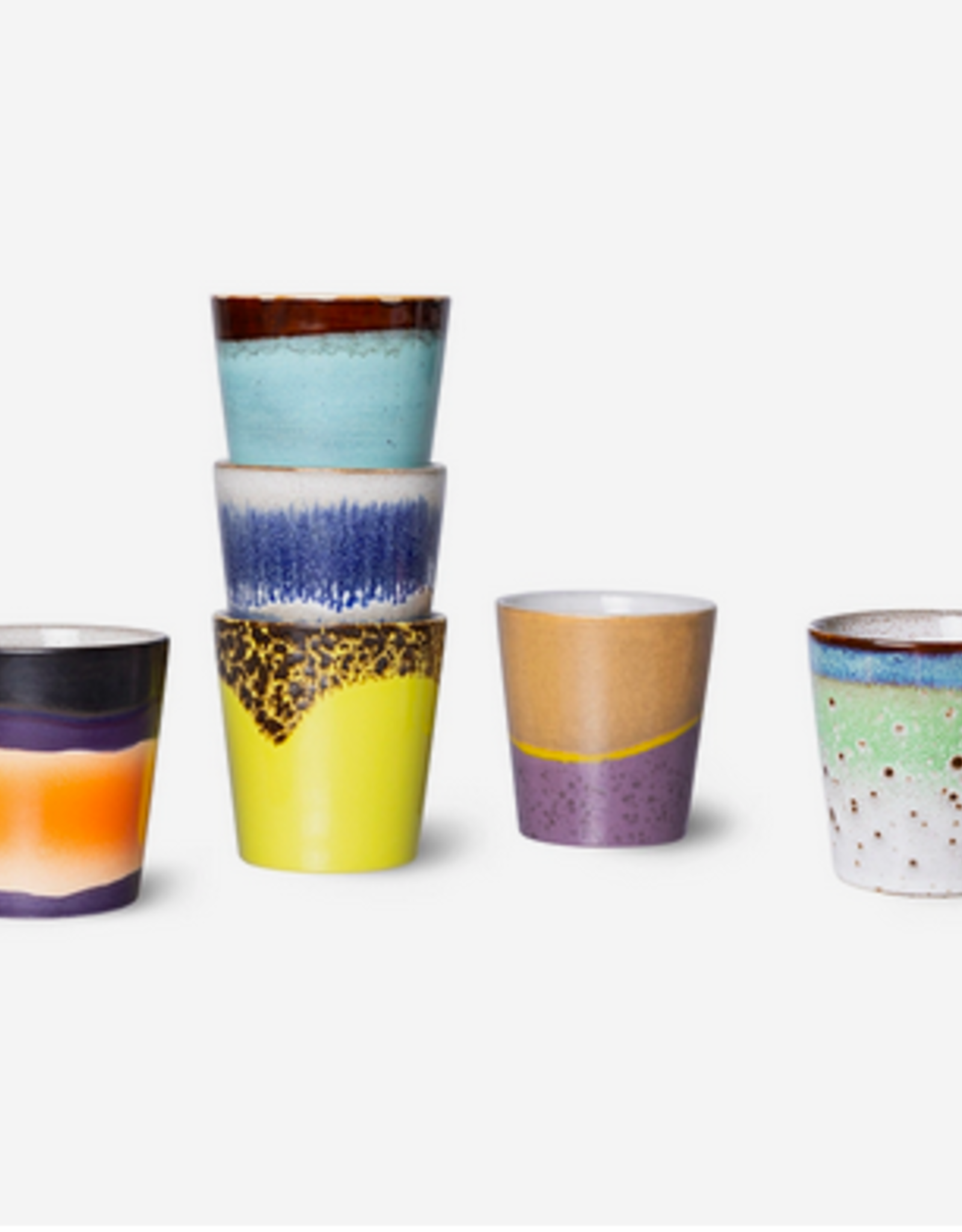 HK Living 70s ceramics: coffee mugs, pluto (set of 6)