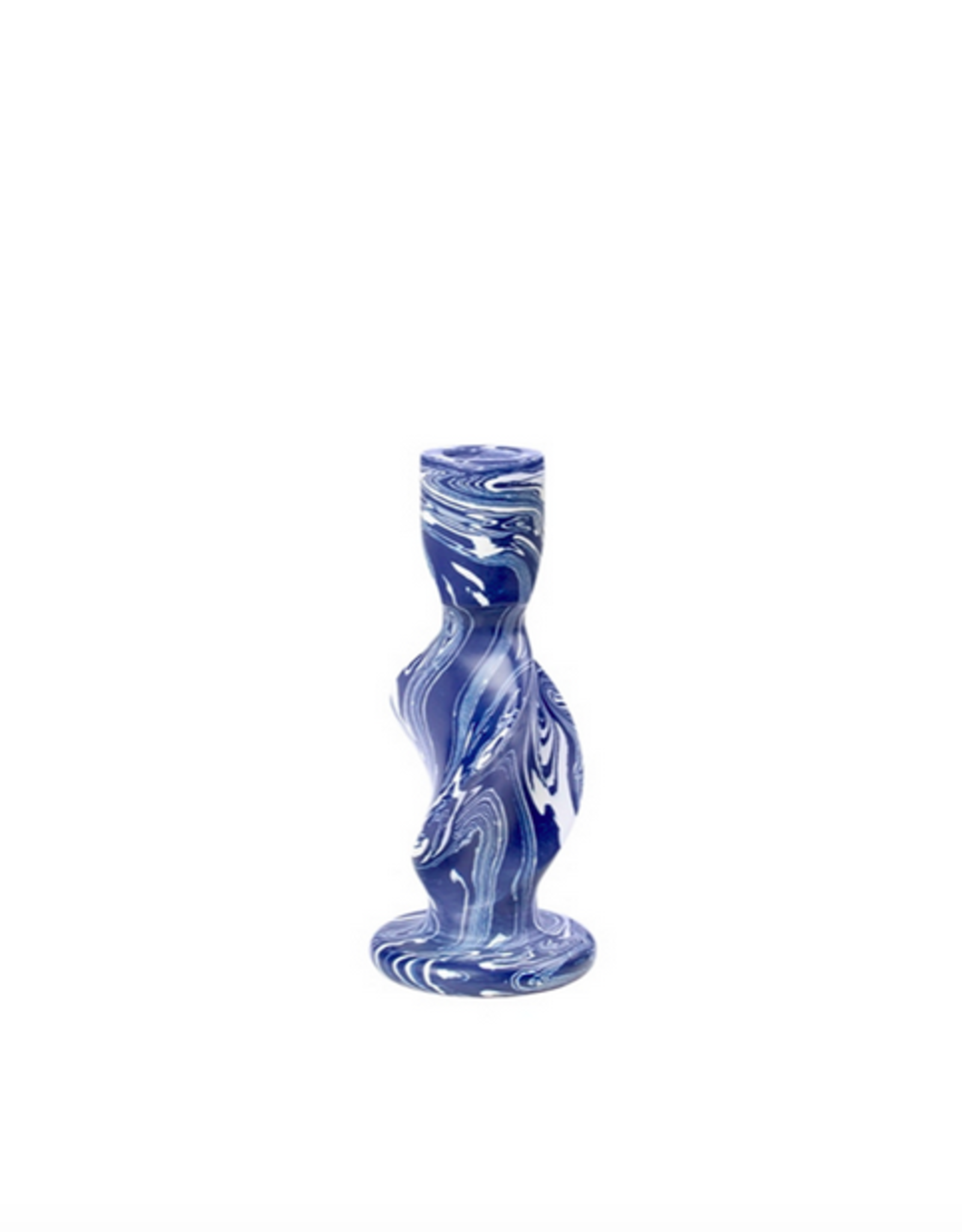 broste copenhagen CANDLE HOLDER 'TWIST'  KOMPOSIT INTENSE BLUE FOR Ø22MM CANDLE Ø6XH15CM