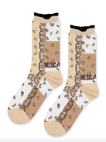 hansel from basel Paisley Bandana Sheer Crew - nude socks