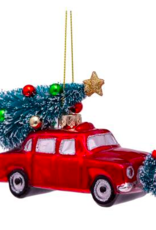Vondels Ornament glass red car with christmas tree