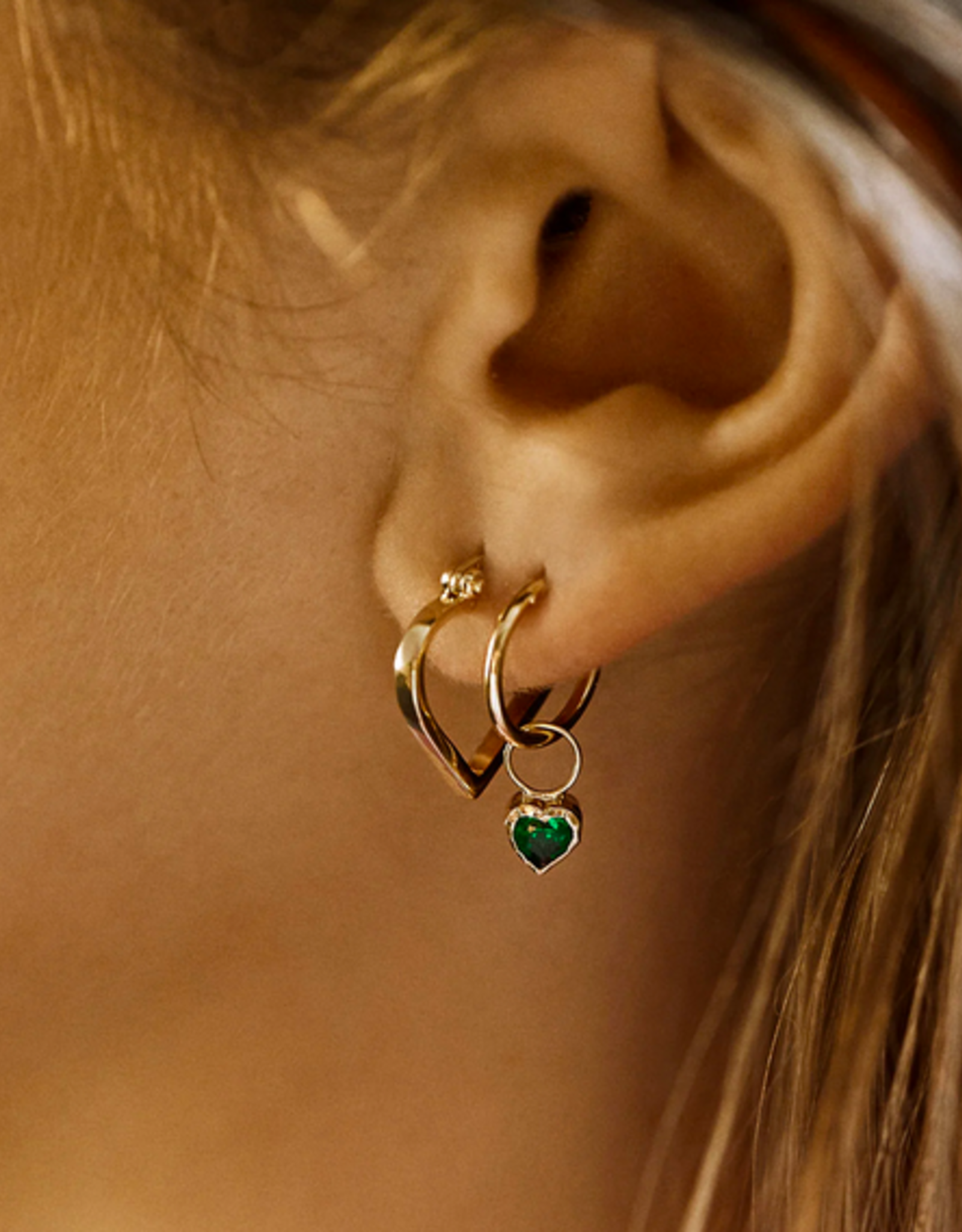 Anna + Nina Single chunky heart ring earring goldplated silver