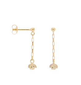 Anna + Nina Single Parrot Tulip Stud Chain Earring Gold Plated Anna + Nina Single Parrot Tulip Stud Chain Earring Gold Plated