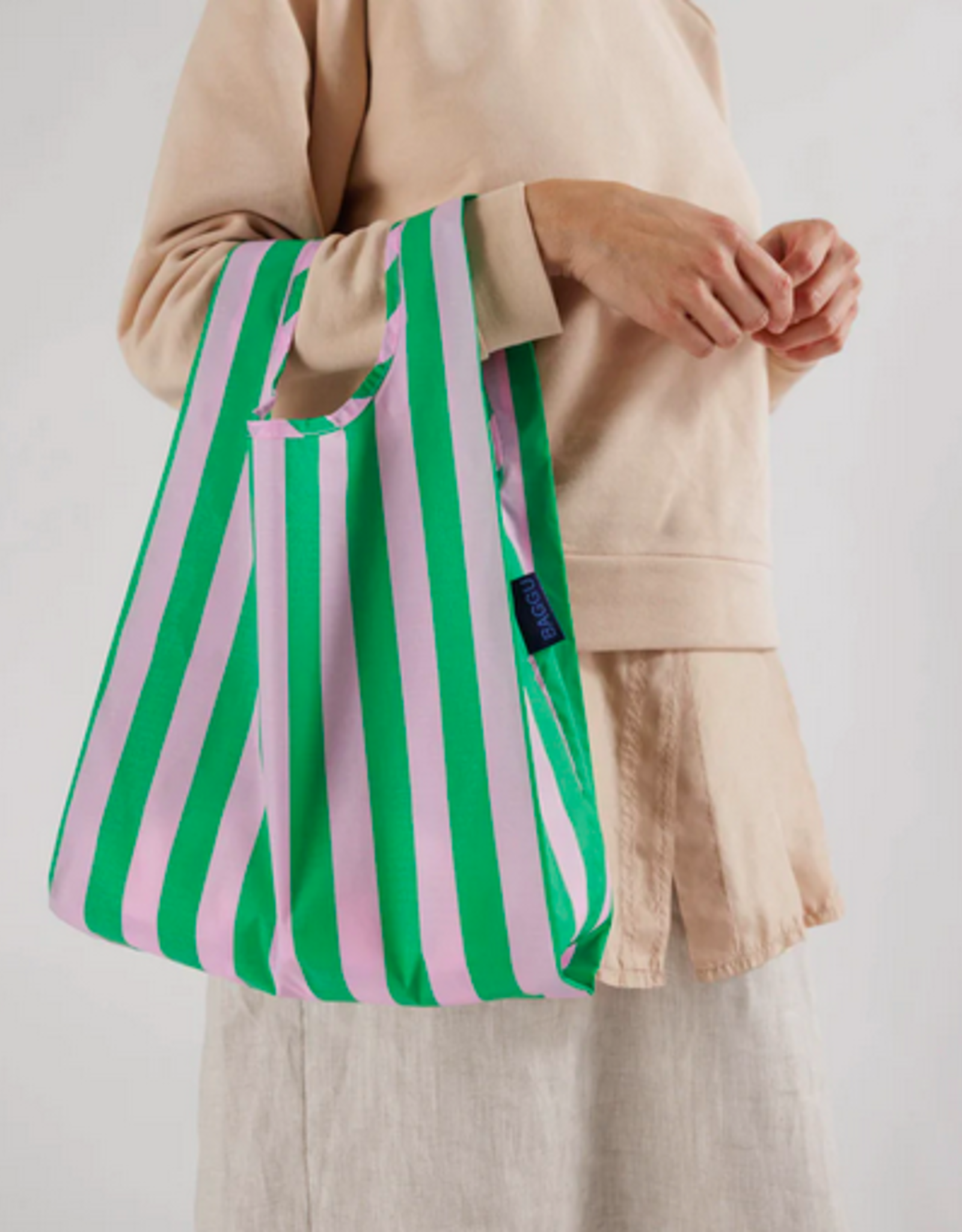 Baggu Baby Reusable bag - Pink Green Awning Stripe