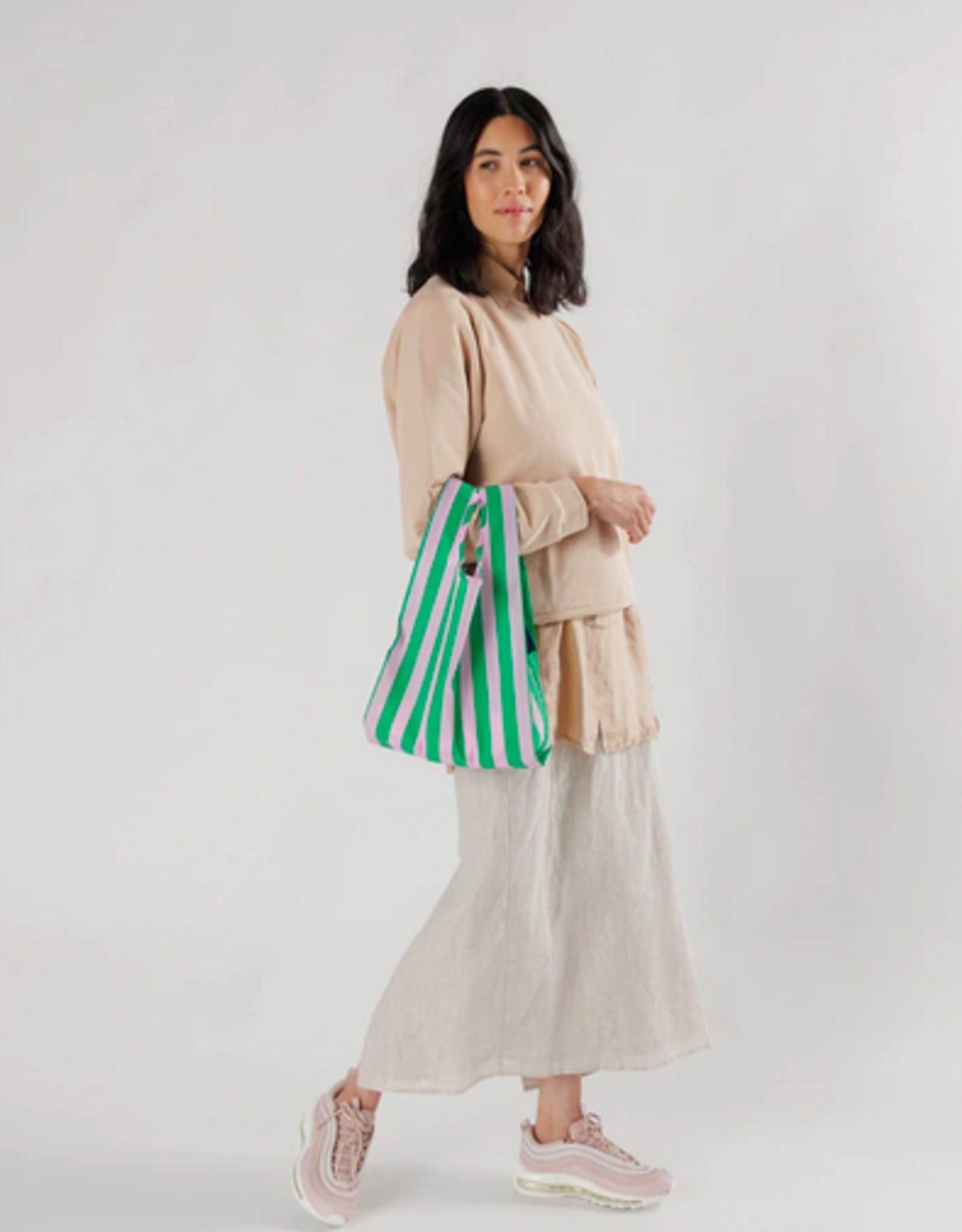 Baggu Baby Reusable bag - Pink Green Awning Stripe