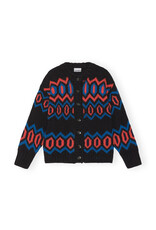 GANNI GANNI Chunky Graphic Wool Cardigan Black S GANNI GANNI Chunky Graphic Wool Cardigan Black S