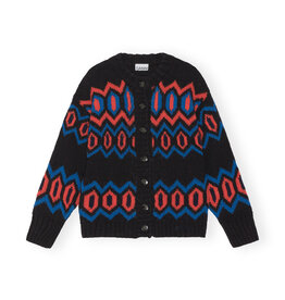 GANNI GANNI Chunky Graphic Wool Cardigan Black S GANNI GANNI Chunky Graphic Wool Cardigan Black S