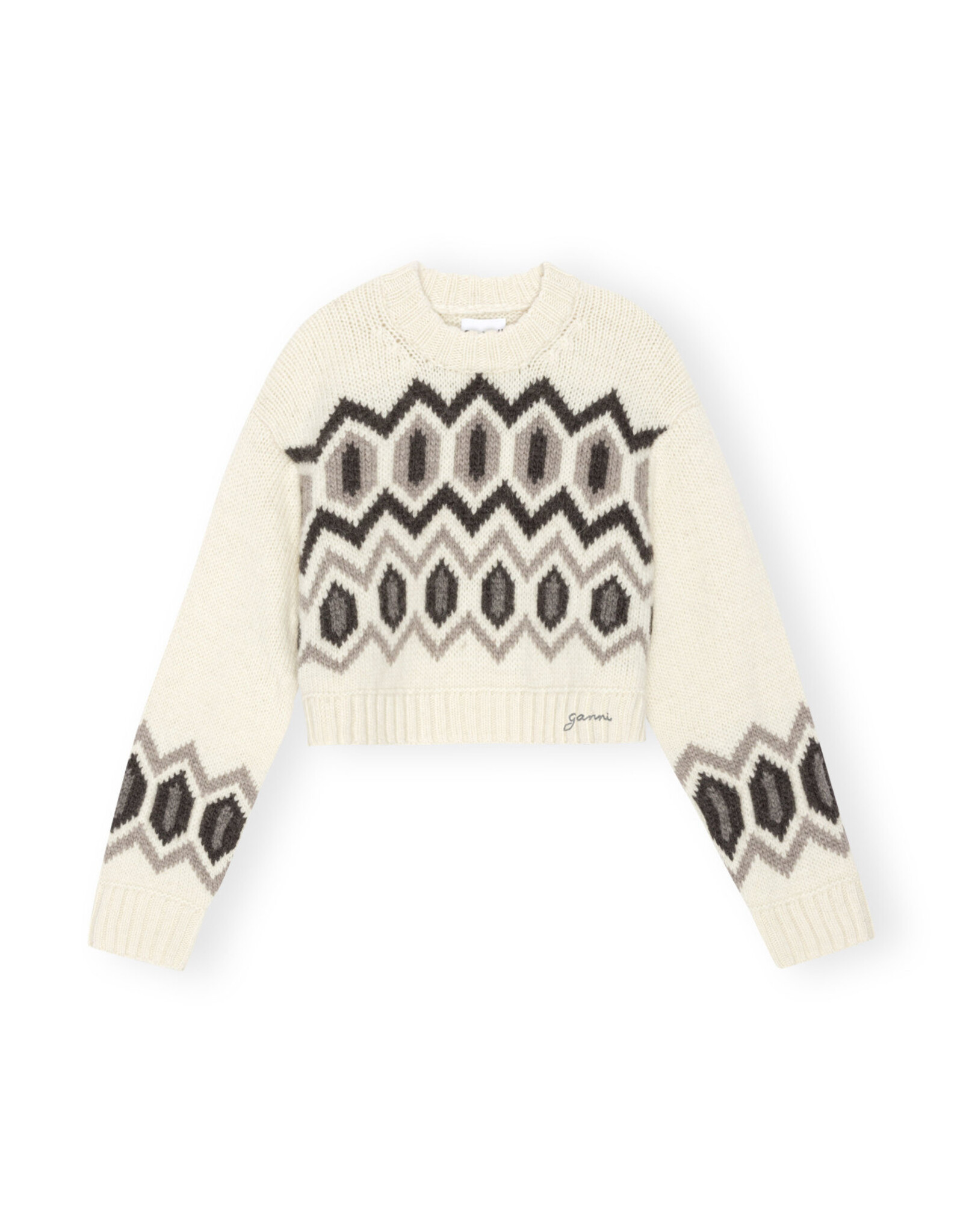 GANNI GANNI Chunky Graphic Wool Knit Egret
