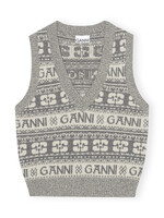 GANNI GANNI Logo Wool Mix Vest Frost Gray