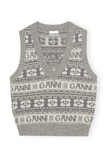 GANNI GANNI Logo Wool Mix Vest Frost Gray