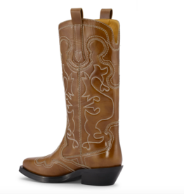 GANNI GANNI Mid Shaft Embroidered Western Boot Tiger's Eye GANNI GANNI Mid Shaft Embroidered Western Boot Tiger's Eye