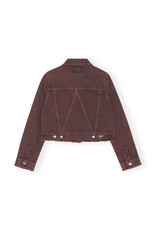 GANNI GANNI Overdyed Bleach Denim Cropped Jacket Shaved Chocolate GANNI GANNI Overdyed Bleach Denim Cropped Jacket Shaved Chocolate