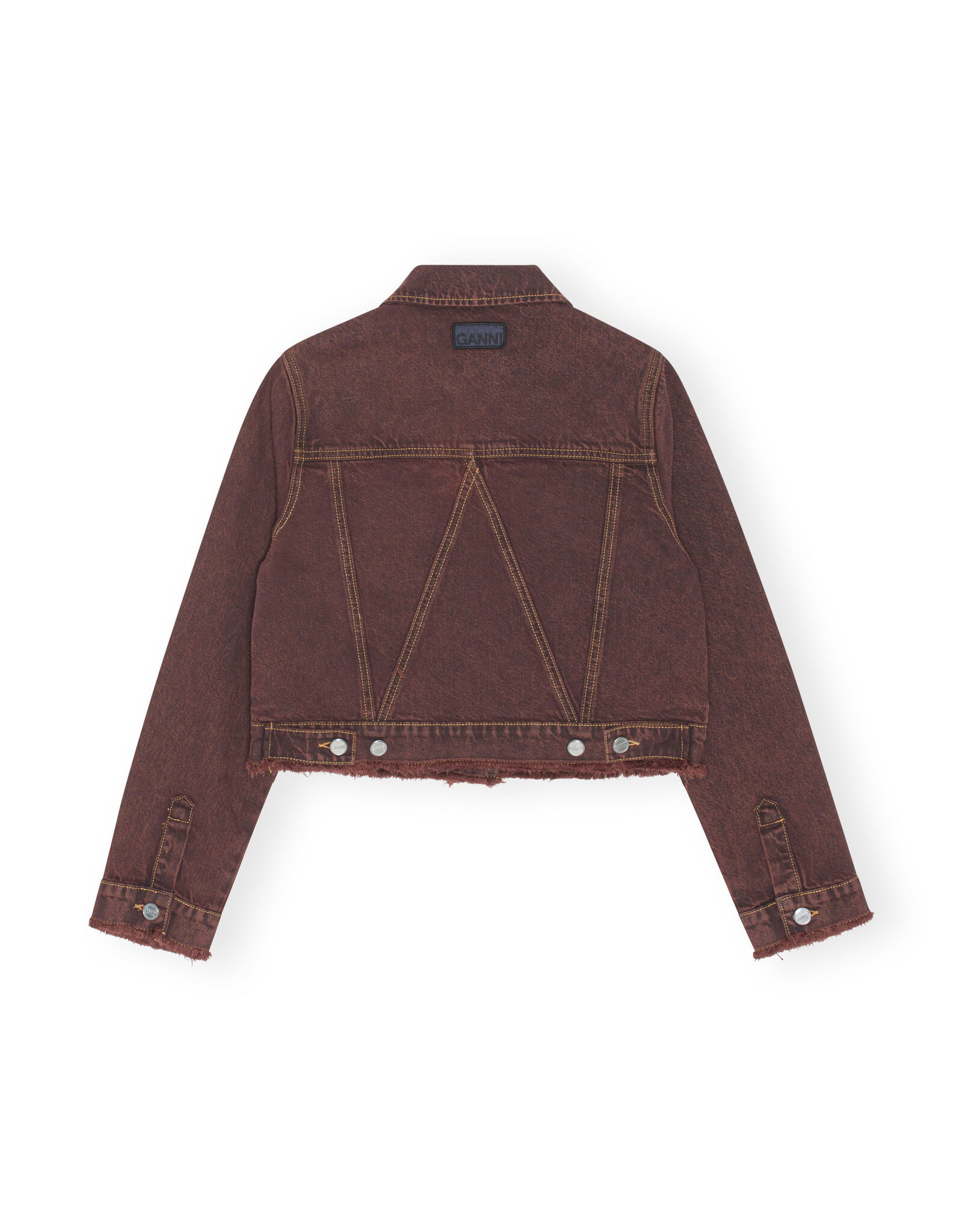 GANNI GANNI Overdyed Bleach Denim Cropped Jacket Shaved Chocolate