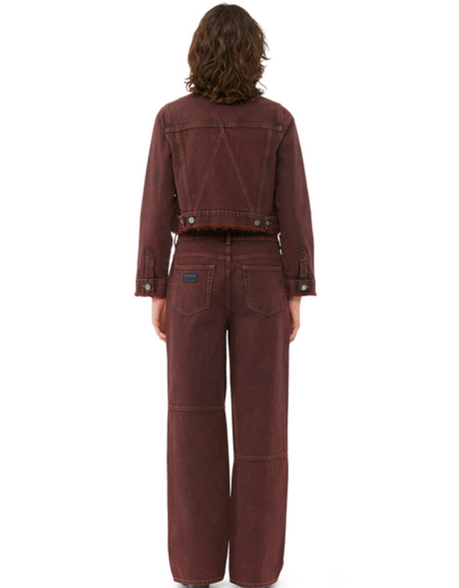 GANNI GANNI Overdyed Bleach Denim Izey Shaved Chocolate