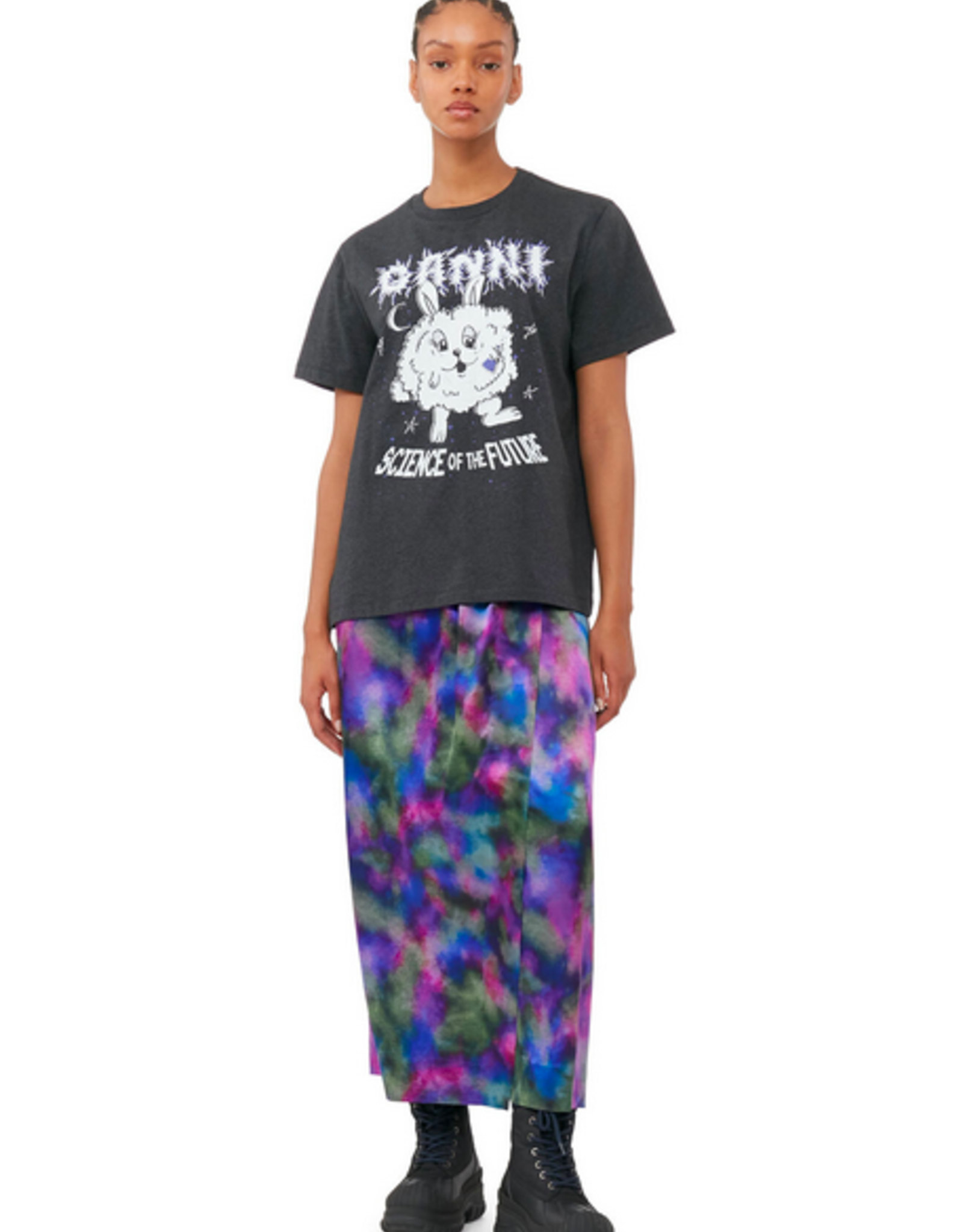 GANNI GANNI Melange Light Purple Bunny Relaxed T-shirt Phantom