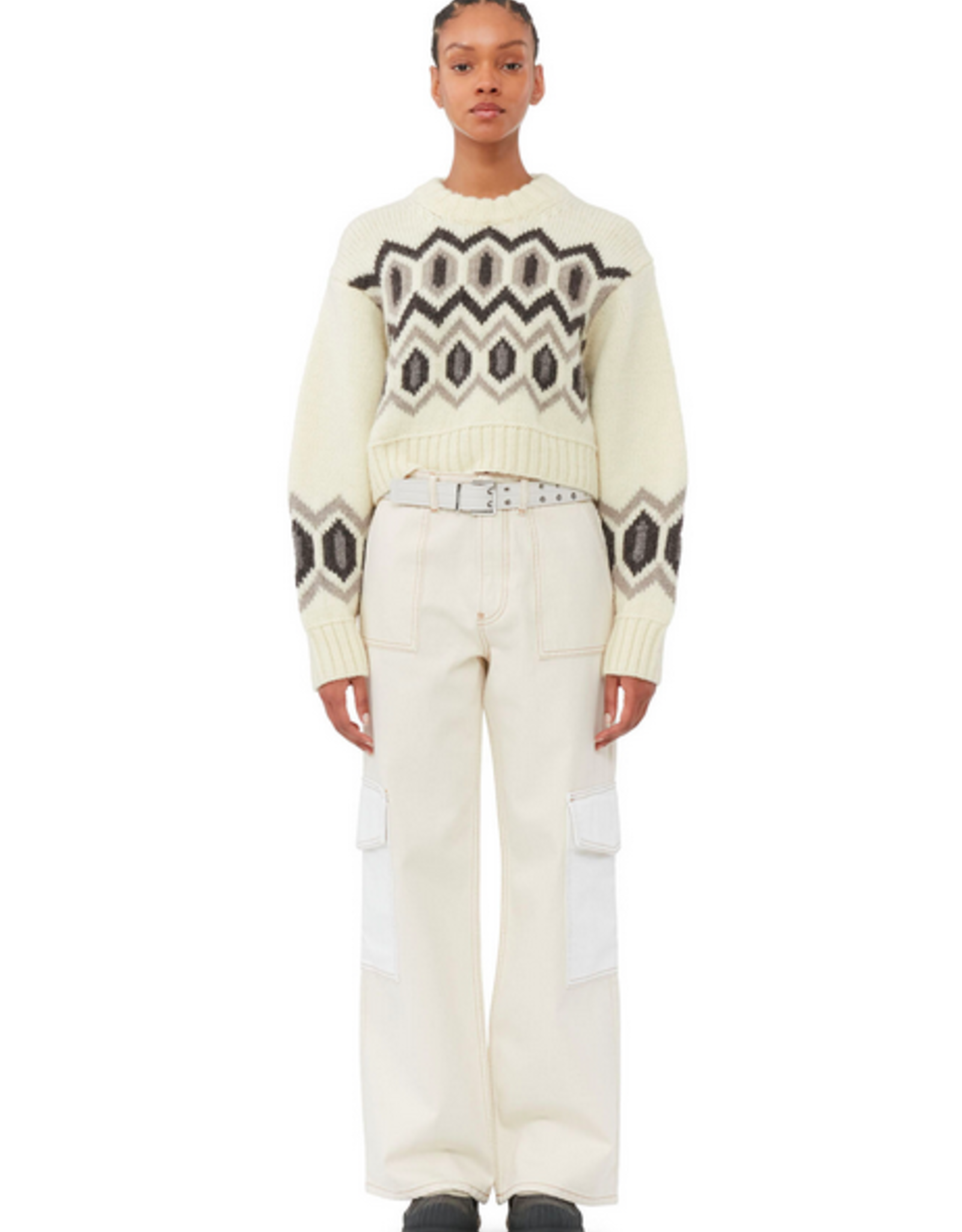 GANNI GANNI Ecru Denim Angi Pants Egret